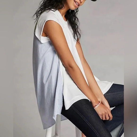 Maeve by Anthropologie Ladies Pinstriped Pocket Tunic Size Medium - Picture 3 of 9